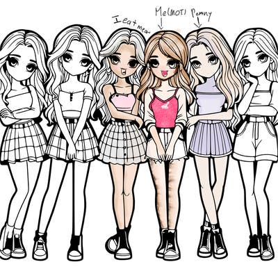 a group of girls realistic