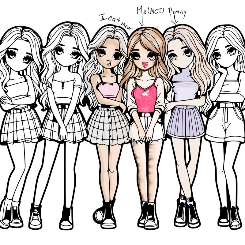 a group of girls realistic