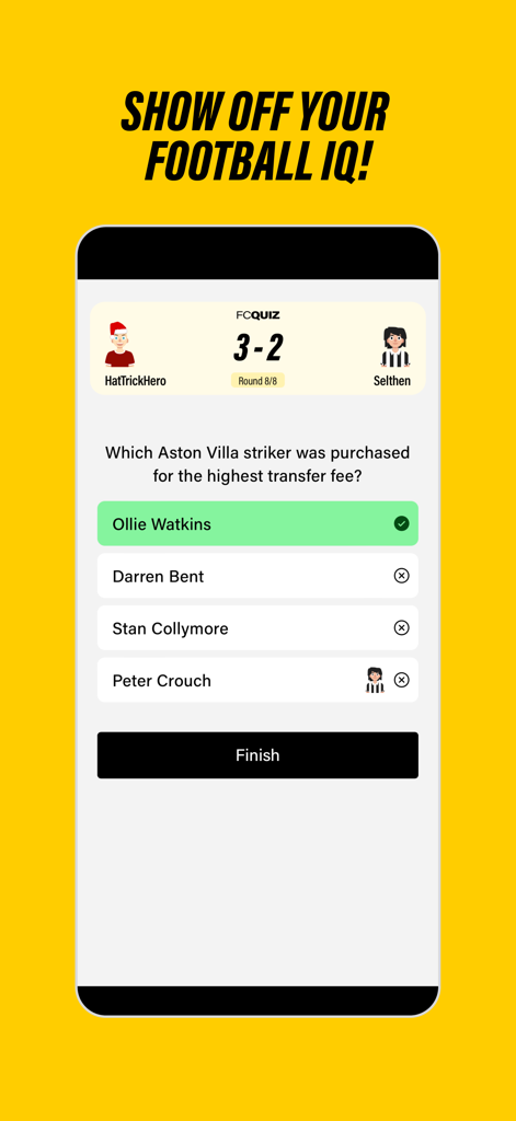 fcQuiz - A soccer trivia question about Aston Villa player transfer fees on the fcQuiz mobile app.