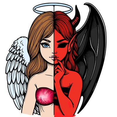 realistic angel half demon