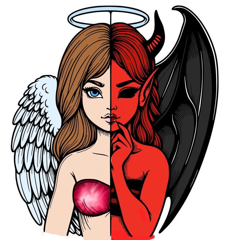 realistic angel half demon