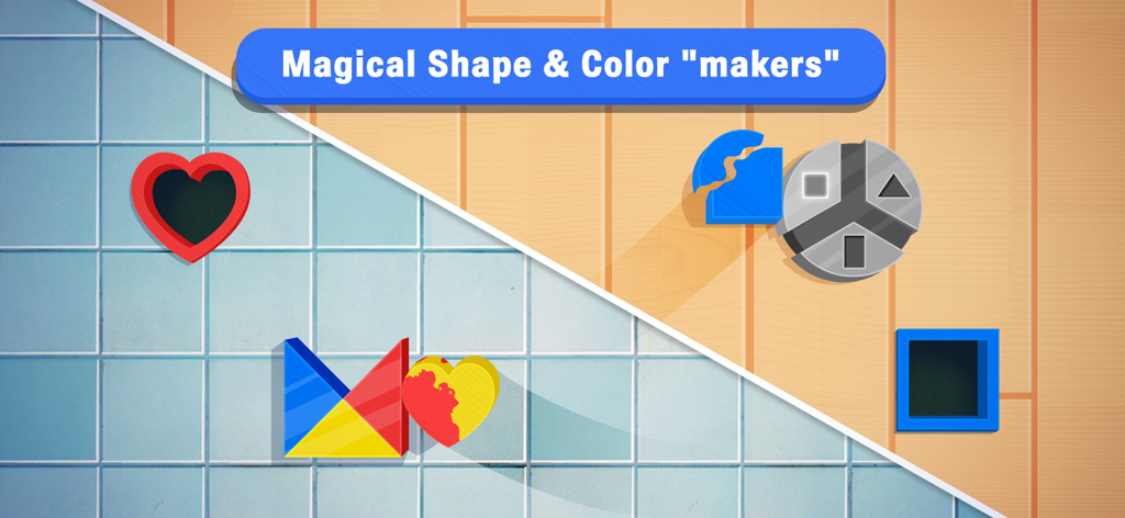 Magische Formen- und Farbenmacher-Funktion in der pädagogischen App Busy Shapes and Colors