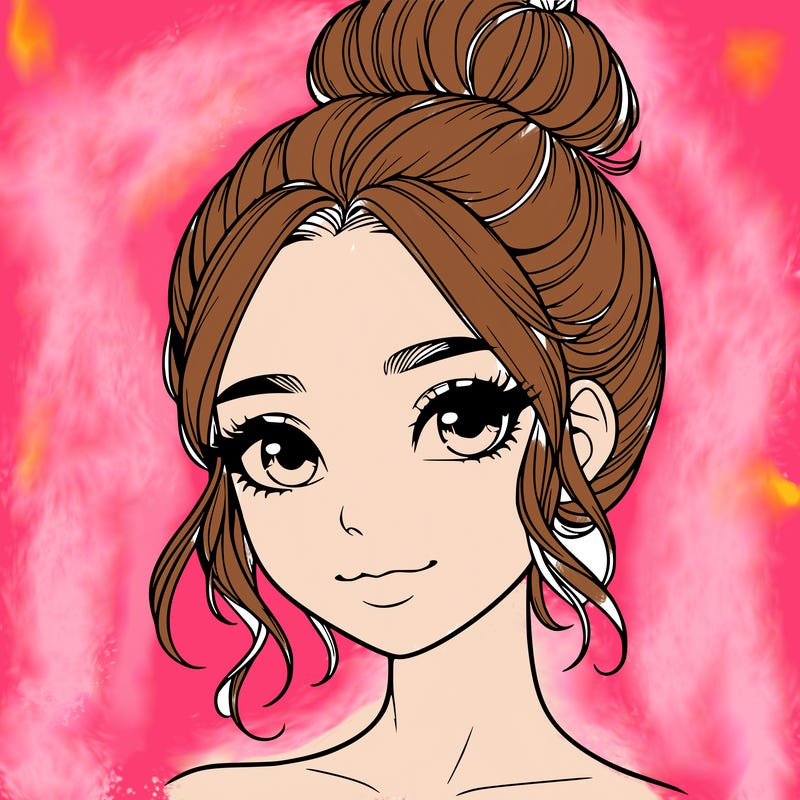 realistic pretty girl with hair in bun