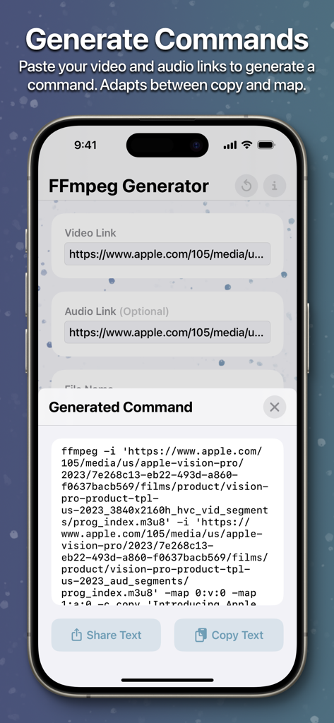 FFmpeg Command Generator - Utilities App | MWM