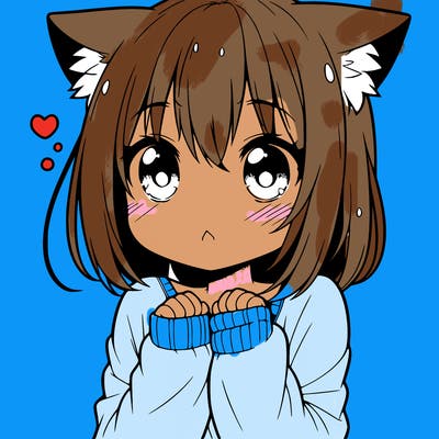 shy anime catgirl