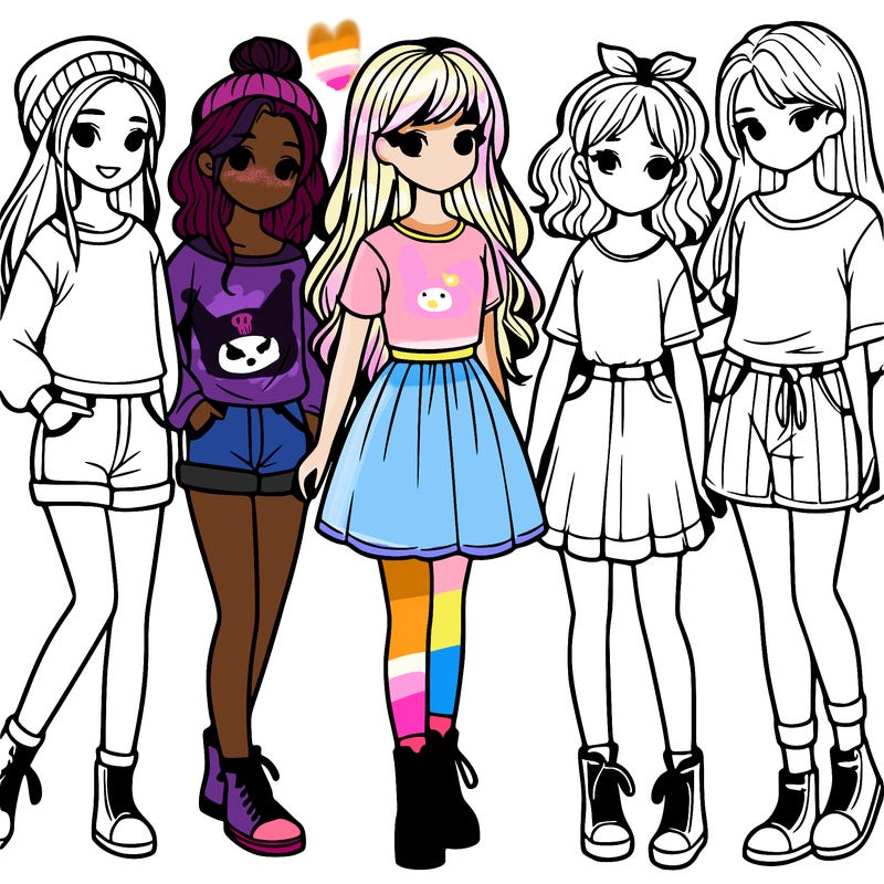 a group of five girls