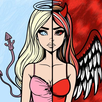 devil vs angel realistic girl