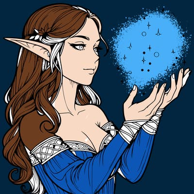 realistic elf girl doing magic