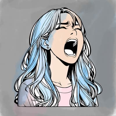screaming realistic, girl