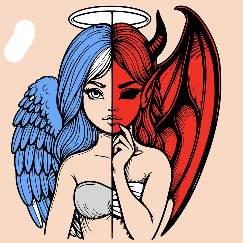 realistic angel half demon