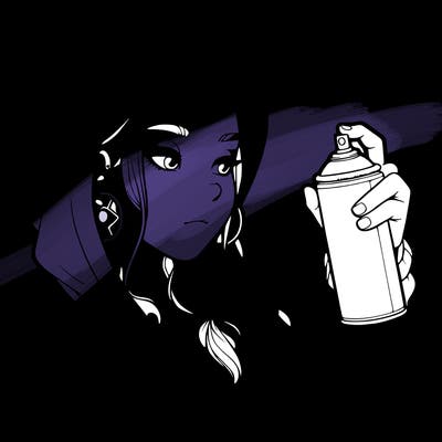 a realistic girl, spray painting