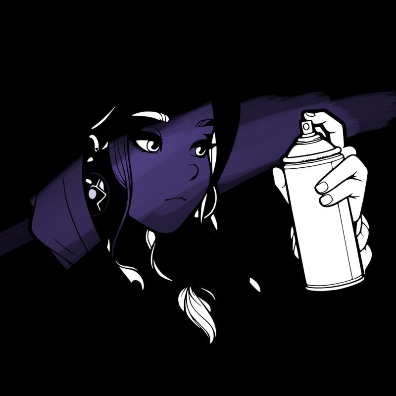 a realistic girl, spray painting