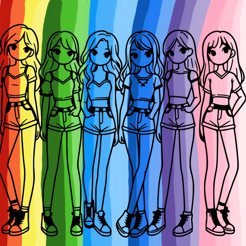 a group of girls wearing crop tops and shorts