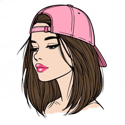realistic  girl with a backwards hat