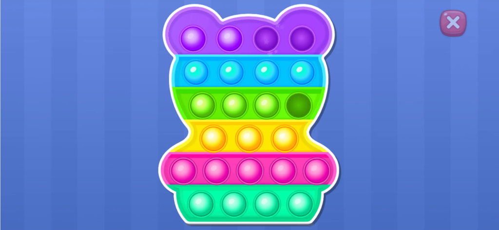 Baby Games: Piano, Baby Phone - A rainbow bear shaped pop it toy for sensory play and motor skills development.