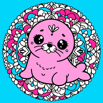 a cute baby seal mandala