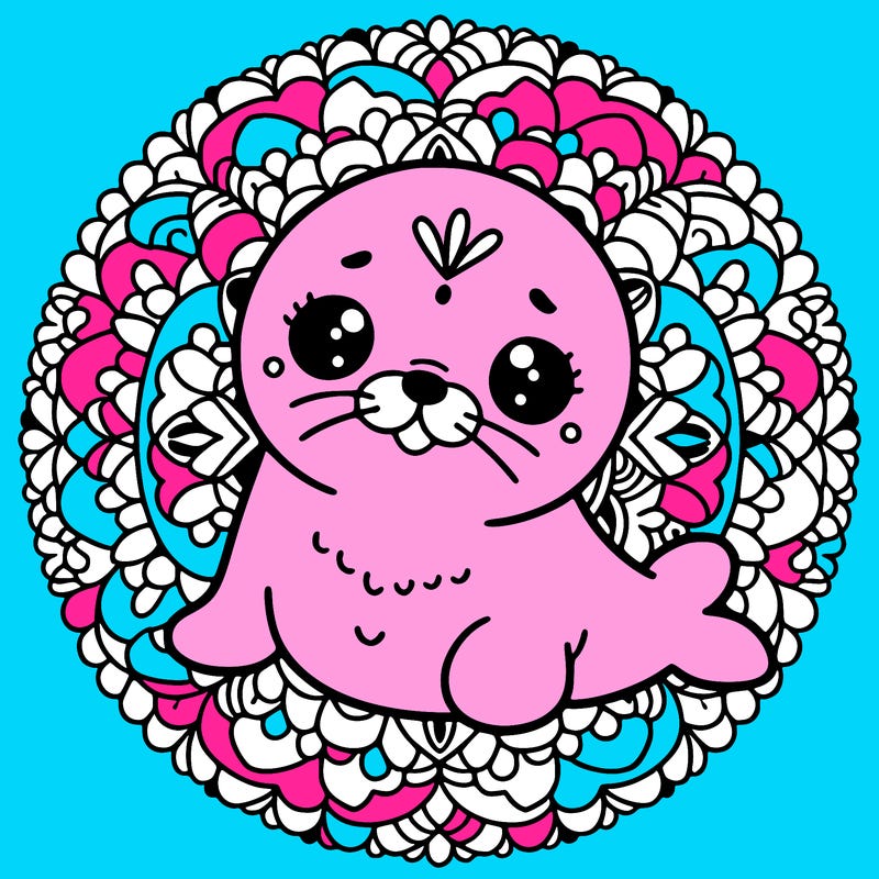 a cute baby seal mandala