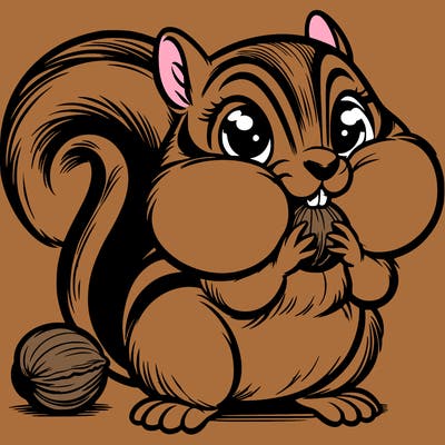 chipmunk: stuffing its cheeks with nuts.