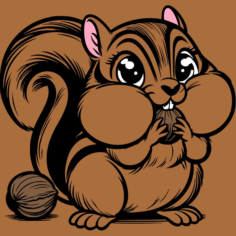 chipmunk: stuffing its cheeks with nuts.