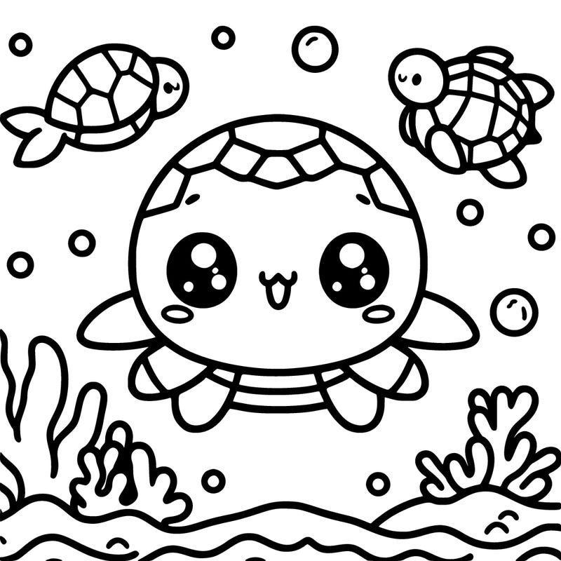 cute chibi sea turtle