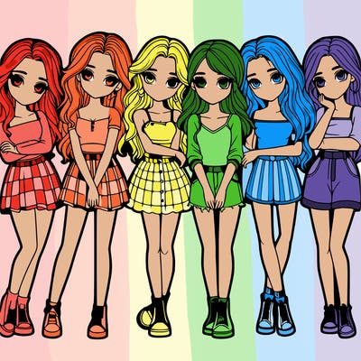 a group of girls realistic