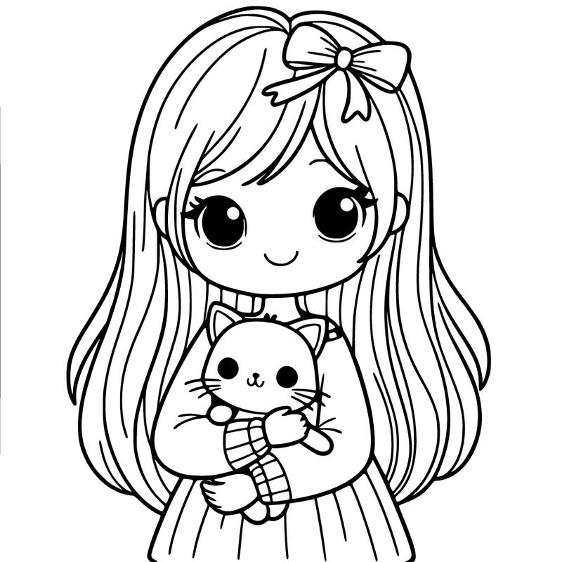girl holding a cat