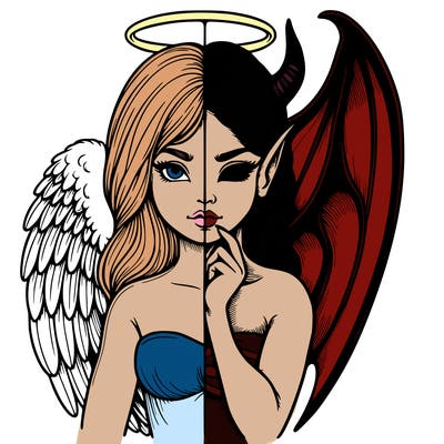 realistic angel half demon