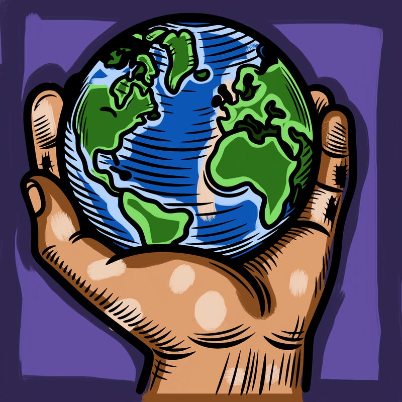hand holding earth