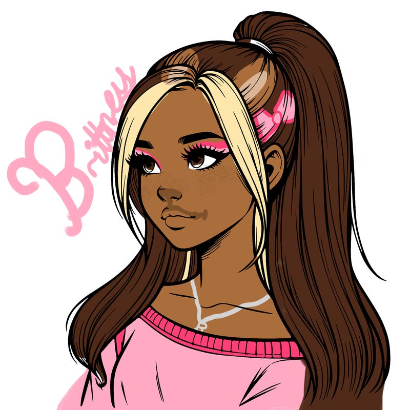 realistic girl with a high ponytail