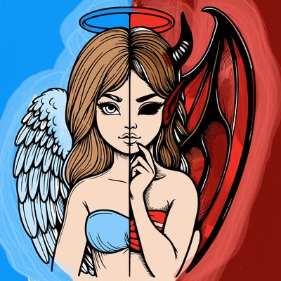 realistic angel half demon