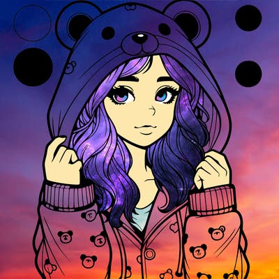 realistic girl in a animal pjs hoodie