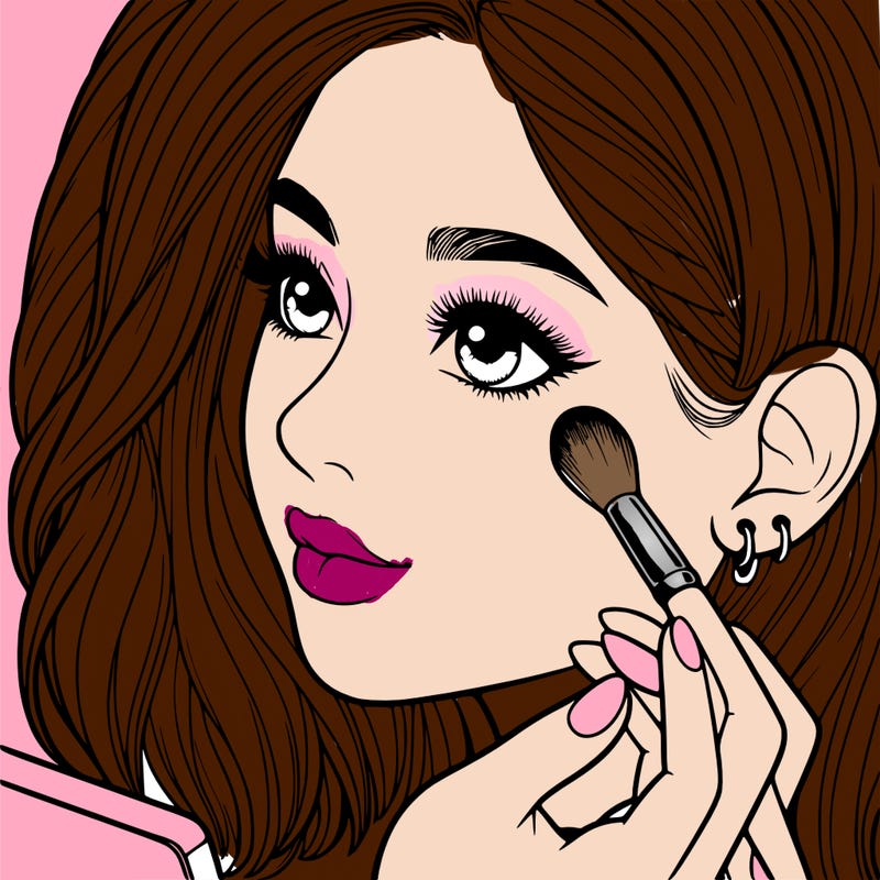 a realistic girl doing her makeup