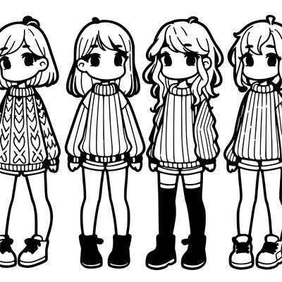 girls with sweaters and short pants