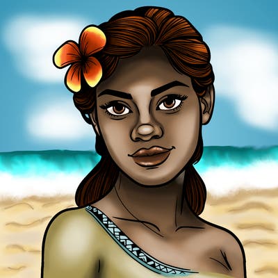 a realistic polynesian woman with a samoan pacific look and a taupou