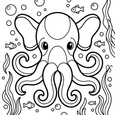 Introduce your little one to the wonders of the deep sea with this adorable Dumbo Octopus coloring page. Its super thick lines and simple shapes are perfect for developing fine motor skills in toddlers.