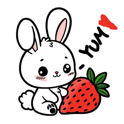 bunny with strawberry