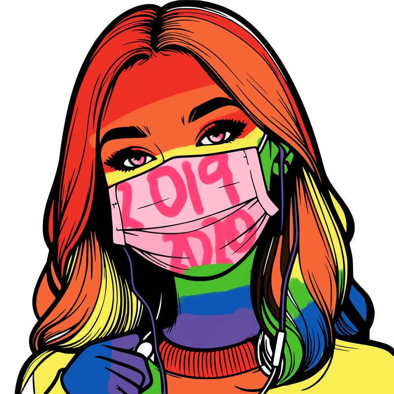 realistic girl with a mask on