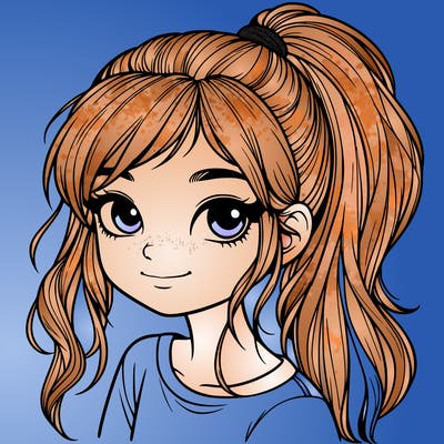 realistic girl with ponytail