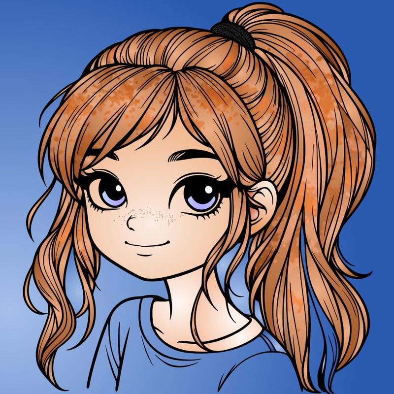 realistic girl with ponytail