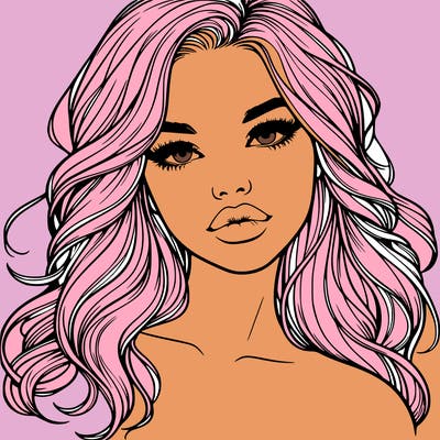 realistic girl with hair and lips