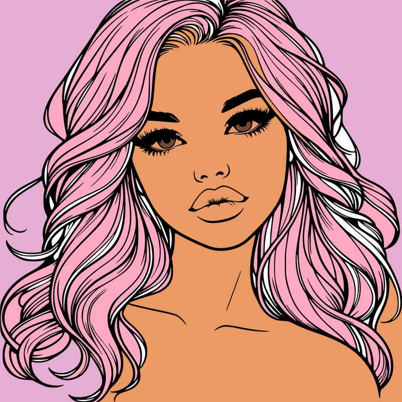 realistic girl with hair and lips