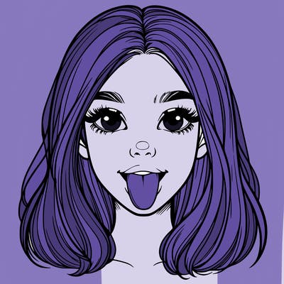 realistic girl with her tongue out