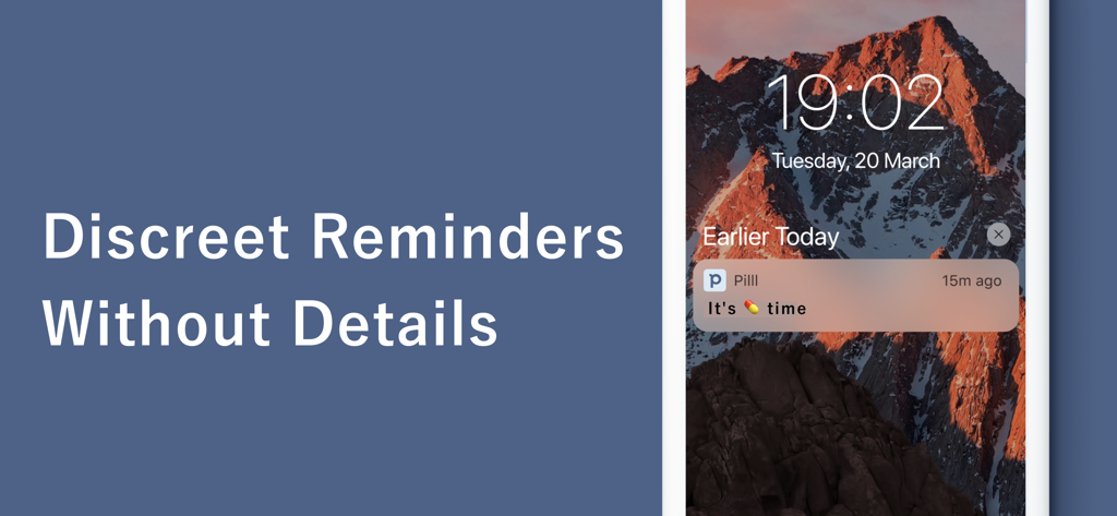 Discreet birth control pill reminder notification on a smartphone lock screen