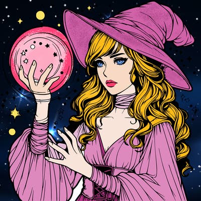 realistic women sorcerer using magic