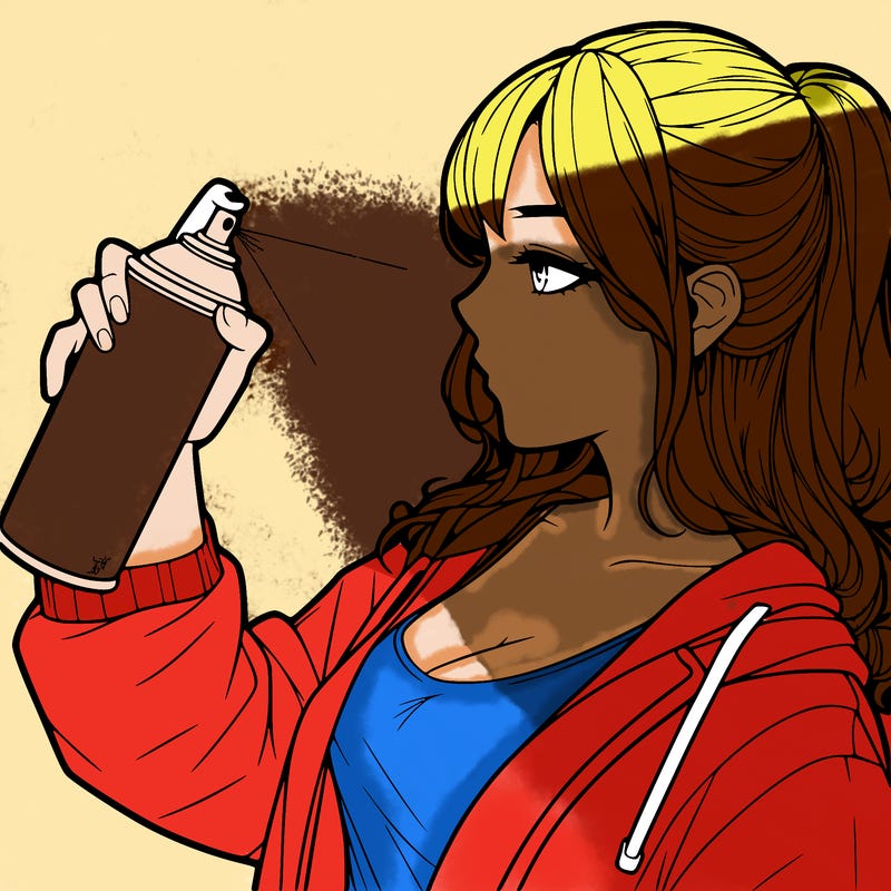 a realistic girl spray, painting