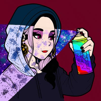 a realistic girl, spray painting