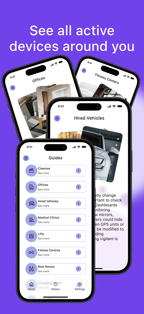 Guías para detectar dispositivos ocultos en varios lugares públicos y privados.