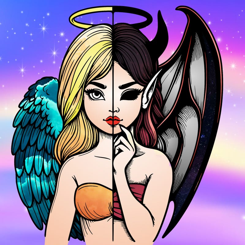 realistic angel half demon