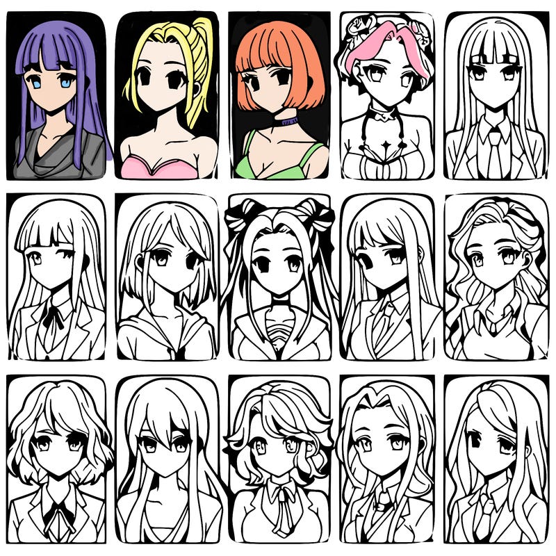 girls that look diffrent anime