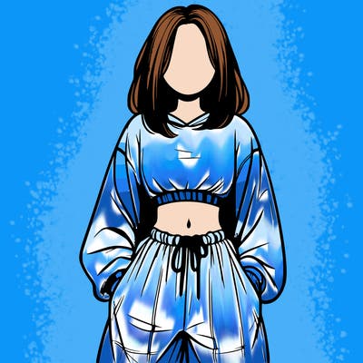 realistic girl faceless with baggy pants and a crop top